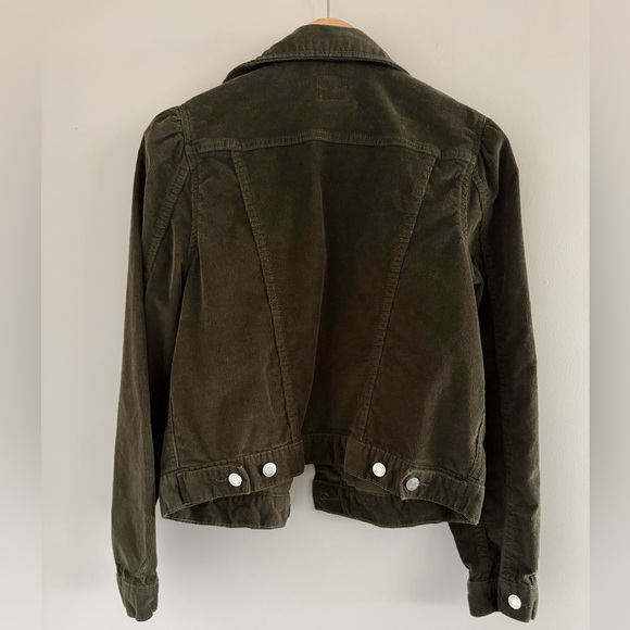 GAP Women's Medium Corduroy Pockets Puff Shoulder Long Sleeve Button Up Jacket - Picture 6 of 6